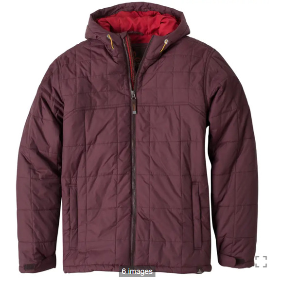 Prana Mens Size Small Redmond Insulated Double Zip Primaloft Mahogany Jacket